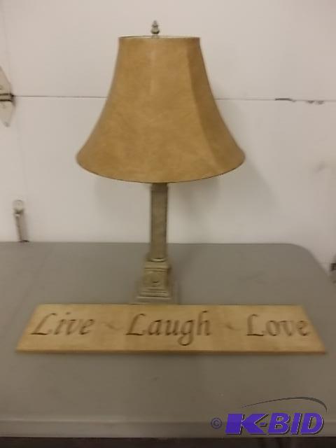 Lamp With Shade, Live, Love, Laugh Sign...