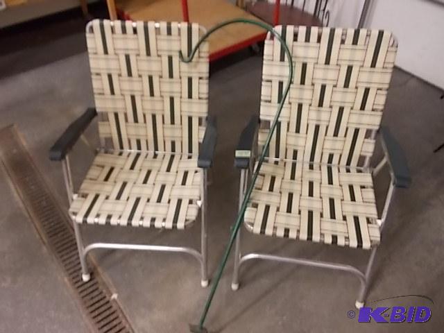 2- Aluminum Frame Lawn Chairs &amp Steel She...