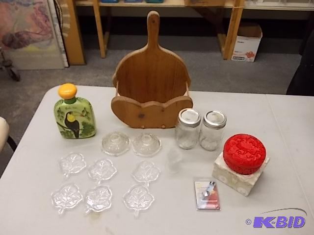 Assorted Glassware, Candle Holder, Trinket Bo...