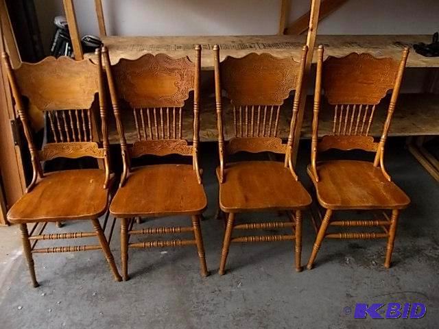 4-Pressed Back Dining Chairs...
