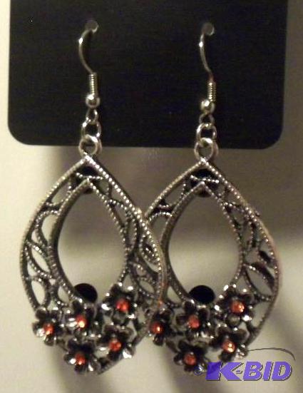 Silver and Orange Earrings