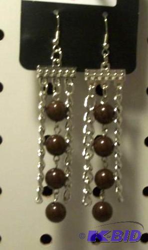 Silver and Brown Earrings