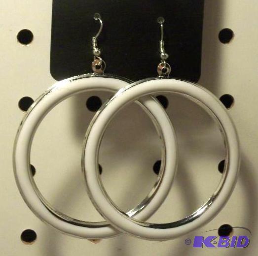 White and Silver Hoop Earrigns
