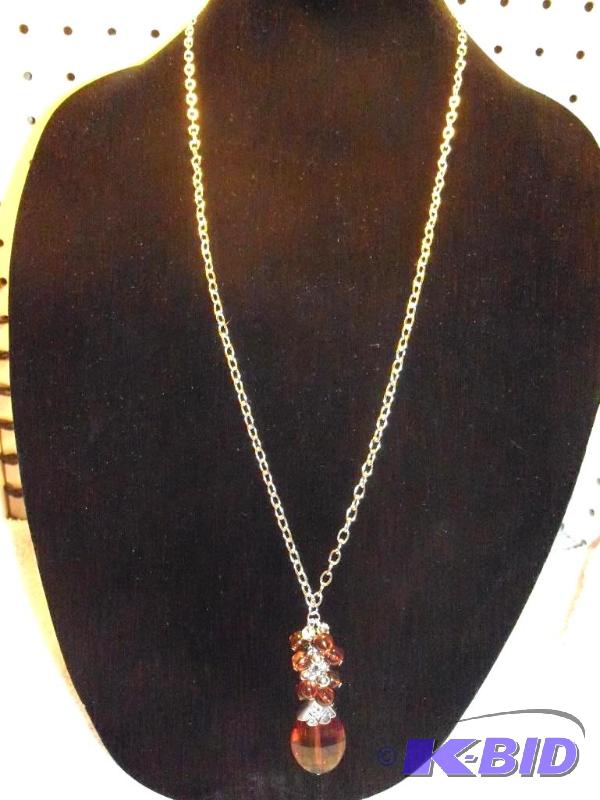 Gold and Brown Necklace and  Earrings