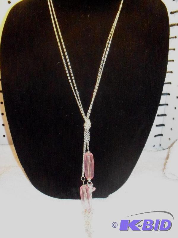 Gold and Pink Necklace and Earrings