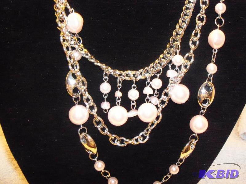 Pink Necklace and Earrings.