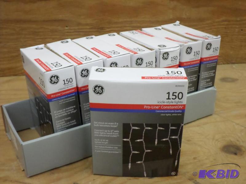 Case Of (8) GE 150ct Icicle Light Sets, #0391...