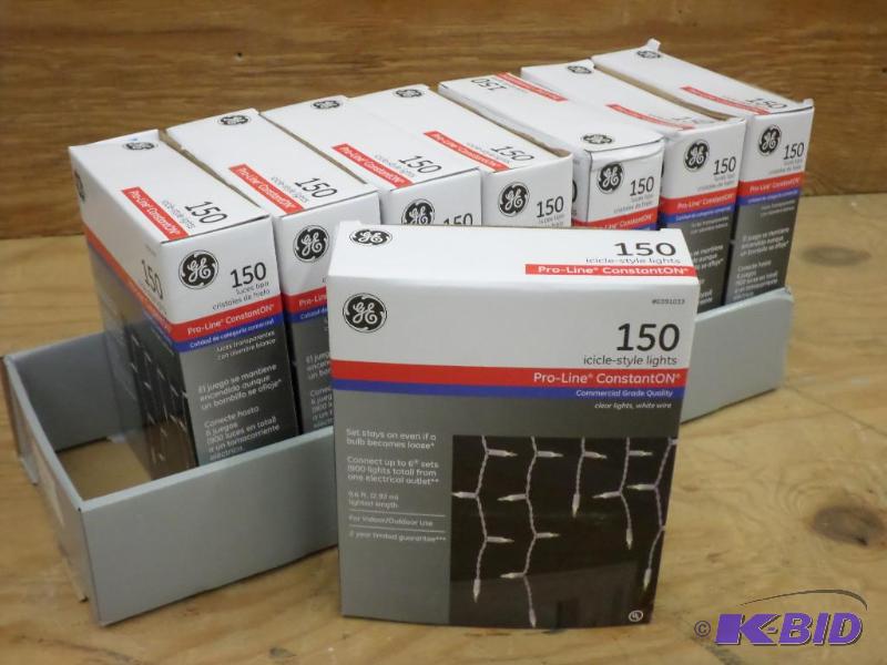 Case Of (8) GE 150ct Icicle Light Sets, #0391...