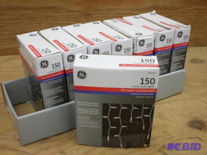 Case Of (8) GE 150ct Icicle Light Sets, #0391...