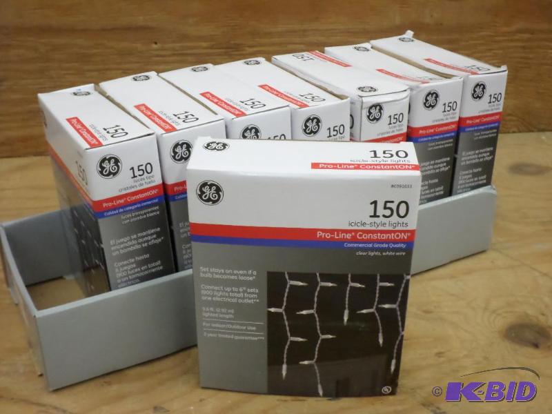 Case Of (8) GE 150ct Icicle Light Sets, #0391...