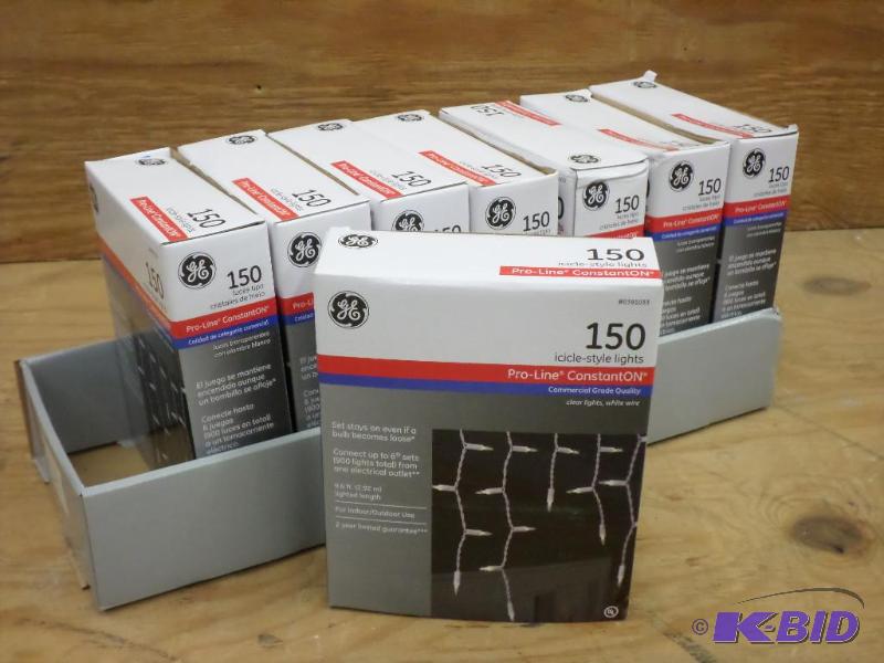 Case Of (8) GE 150ct Icicle Light Sets, #0391...