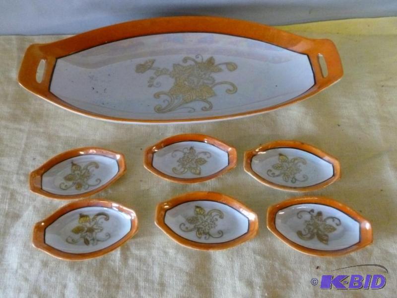 lot 100 image: Vintage Chikaramachi seven piece hand painted...