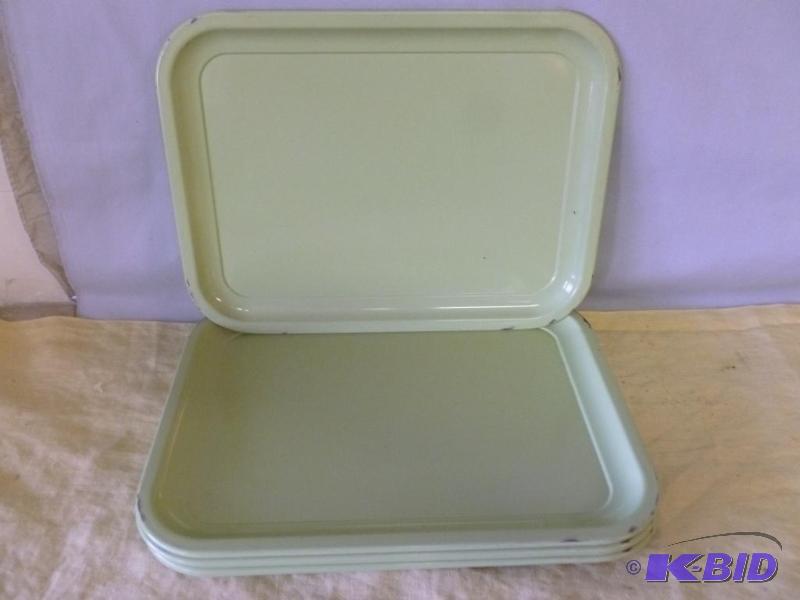 lot 112 image: A set of six vintage metal serving trays that...