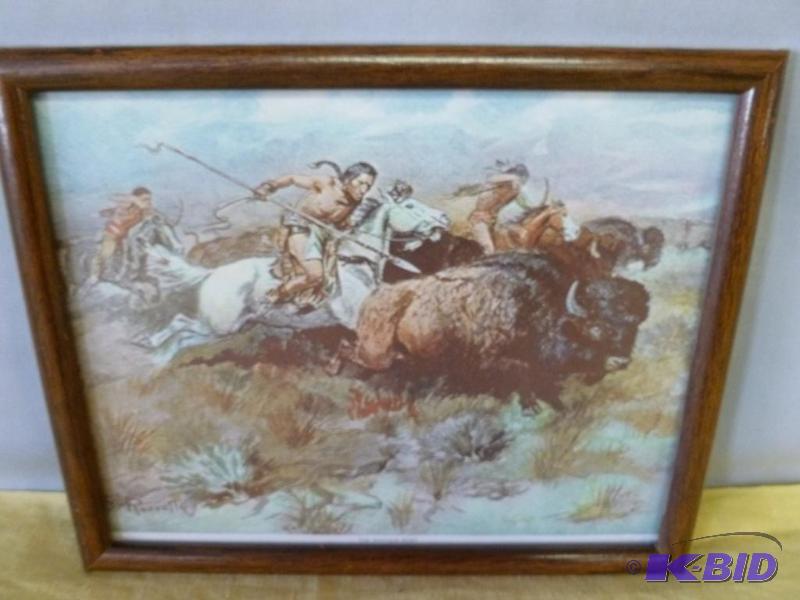 lot 17 image: Nice C.M Russell " The Buffalo Hunt &quo...