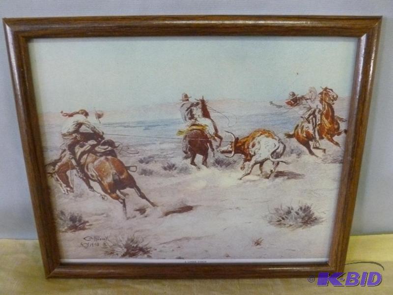 lot 18 image: Nice C.M Russell " A Loose Cinch " ...