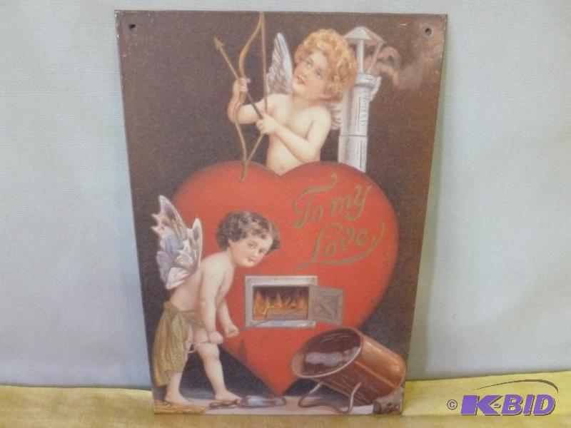 lot 37 image: Collectible To My Love metal sign that measur...