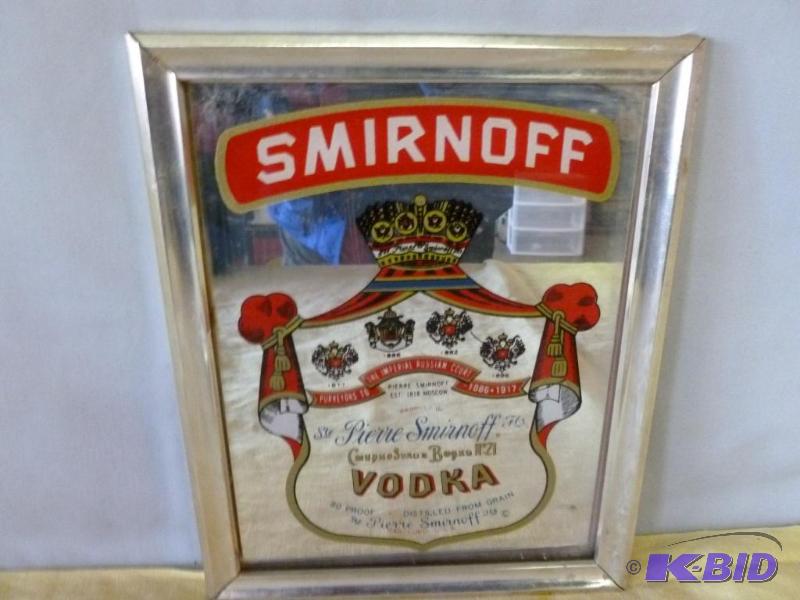 lot 50 image: Collectible Smirnoff Vodka&nbspframed mirror...