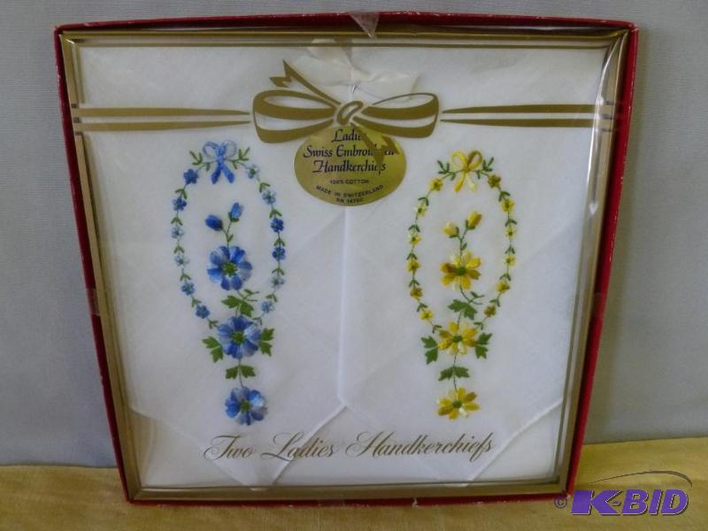 lot 55 image: Lot of two vintage Ladies Swiss Embroidered H...