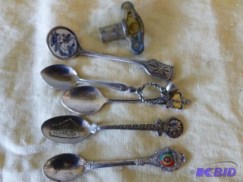 lot 63 image: Lot of collector spoons and a brass key....
