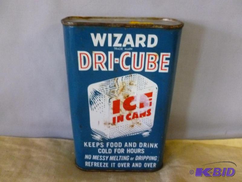 lot 89 image: Vintage Wizard Dri-Cube metal product contain...