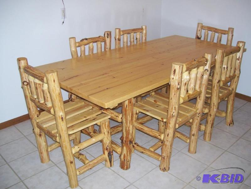 Rustic Log Dining Table and 6 Chairs