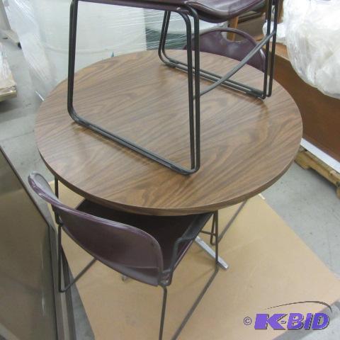 Pedestal Table, Four Chairs