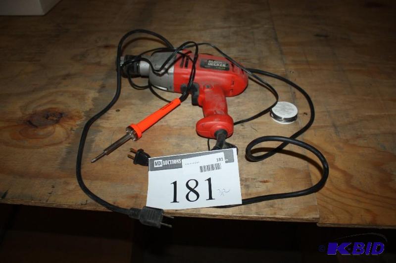 lot 181 image: Black & Decker Impact Driver wCord Oatey 40 Tin60 Lead Rosin Core Weller Soldering Iron.
