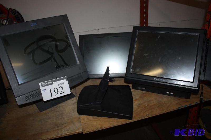 lot 192 image: Lot of (3) Miscellaneous Monitors Including Brands Dell Touch O Matic IBM Includes Stand.
