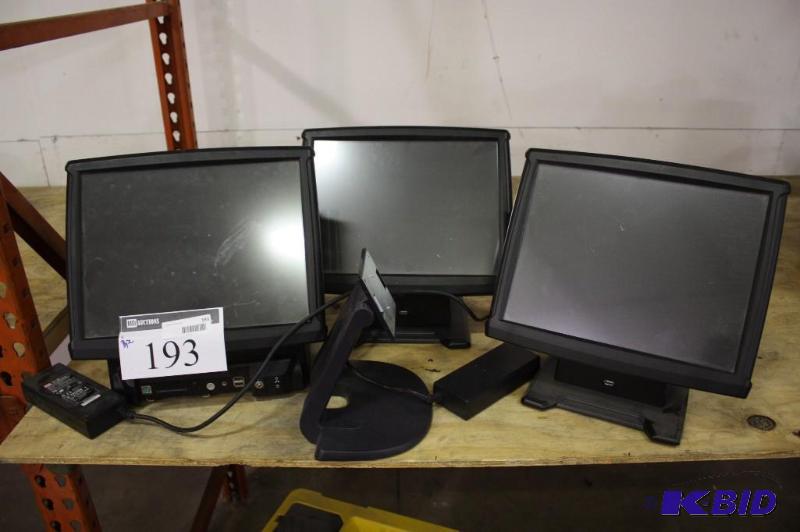 lot 193 image: Datavan POS Monitors Including Models Froniter ULV FS100 Frontier Includes Stands & Cords.