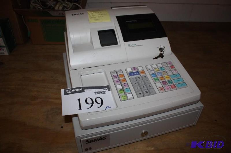 lot 199 image: Sam4s 55 ER-5215M Electronic Cash Register wKeys