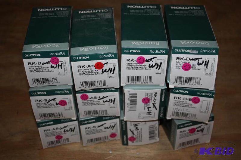 lot 204 image: Lot of (12) Lutron RK-AS Color Change Kit Work Accessory Switches.