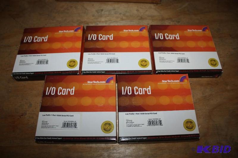 lot 206 image: Lot of (5) Startech.com IO Card Low Profile 1 Port 16550 Serial PCI Card.