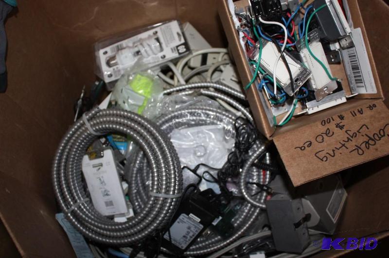 lot 229 image: Box Lot of Miscellaneous Electrical Cords & Components.