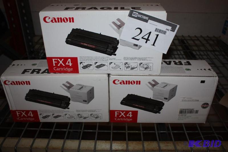 lot 241 image: Lot of (3) Canon FX 4 Printer Cartridges Black.