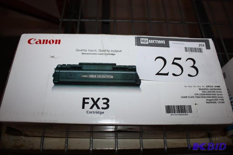 lot 253 image: Canon FX3 Cartridge Monochrome Laser Cartridge For Multiple Printers.
