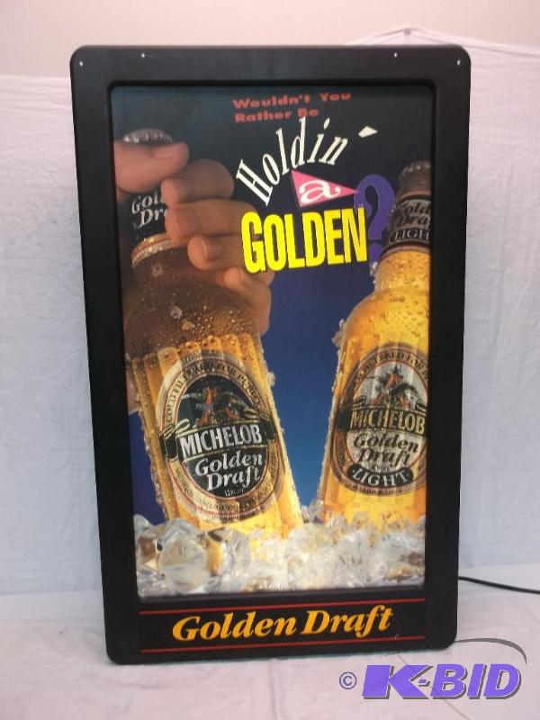 Large Michelob Golden Draft lighted sign meas...