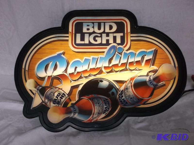 Large Bud Light Bowling lighted sign measurin...