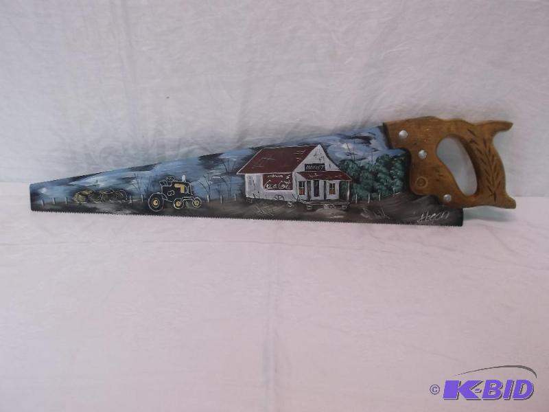Beautiful hand painted hand saw in great disp...