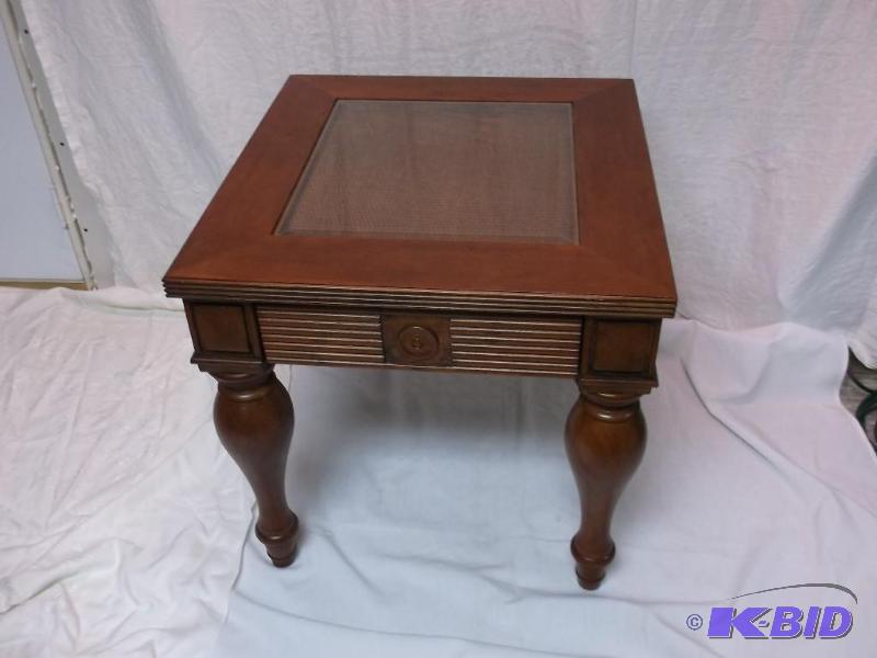 Beautiful solid wood glass top end table with...