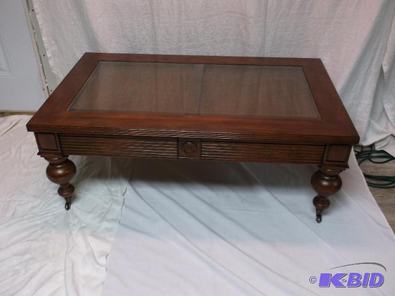 Beautiful solid wood glass top coffee table m...