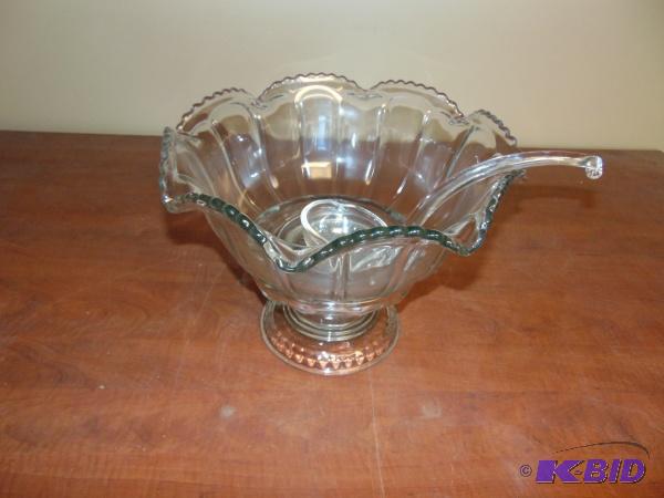 (1) Large Glass Punch Bowl With Ladle...