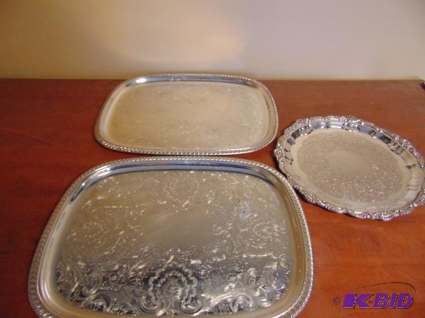 (3) Stainless Serving Trays...