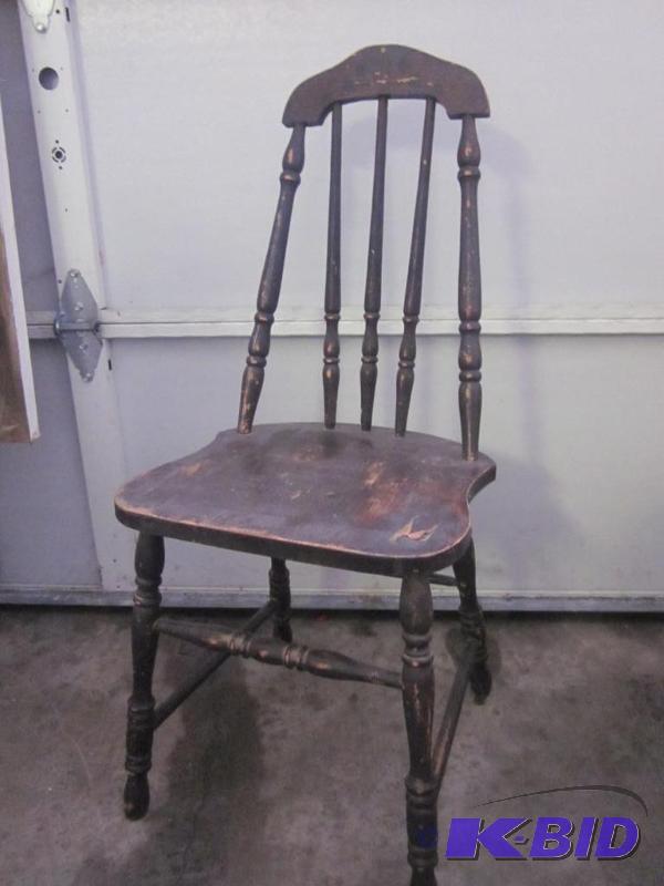 lot 109 image: Primitive solid wood chair.      ...