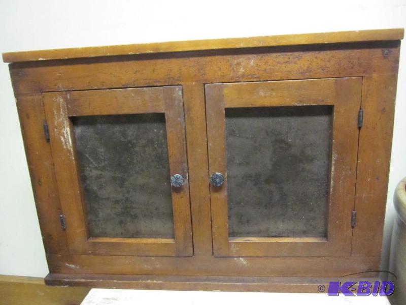 lot 11 image: Primitive 1800s solid wood metal doors pie s...