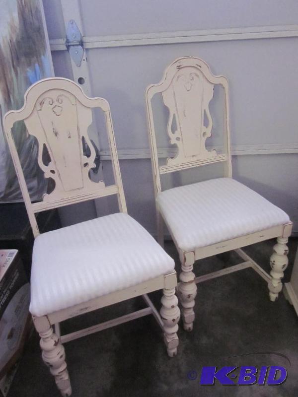 lot 111 image: Pair of Antique wooden chairs, seats are loos...