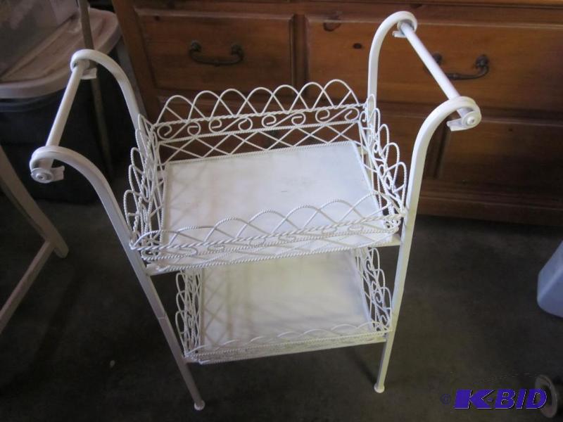 lot 112 image: Metal (2) tier shelved serving cart.   &...