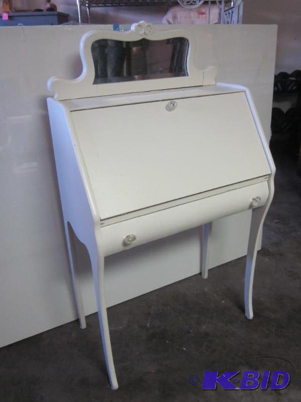 lot 120 image: Antique solid wood Secretary Desk with mirror...