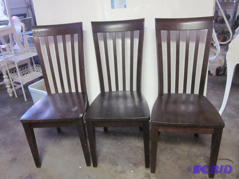 lot 121 image: Lot of (3) solid wood matching chairs.  ...