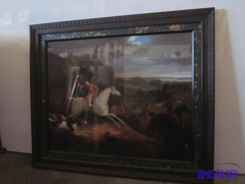 lot 127 image: Large Vintage framed Currier & Ives style...