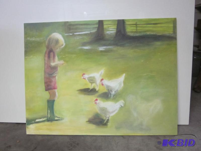 lot 133 image: Large original oil on canvas, unframed. ...